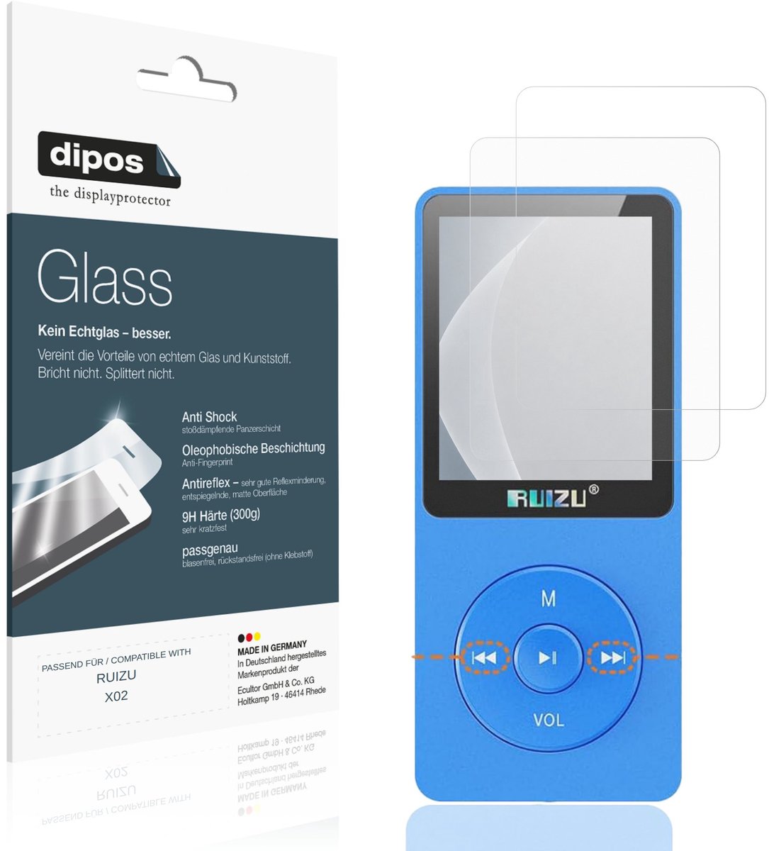 dipos – 2x Matte Pantserfolie geschikt voor RUIZU X02 | 9H Screenprotector