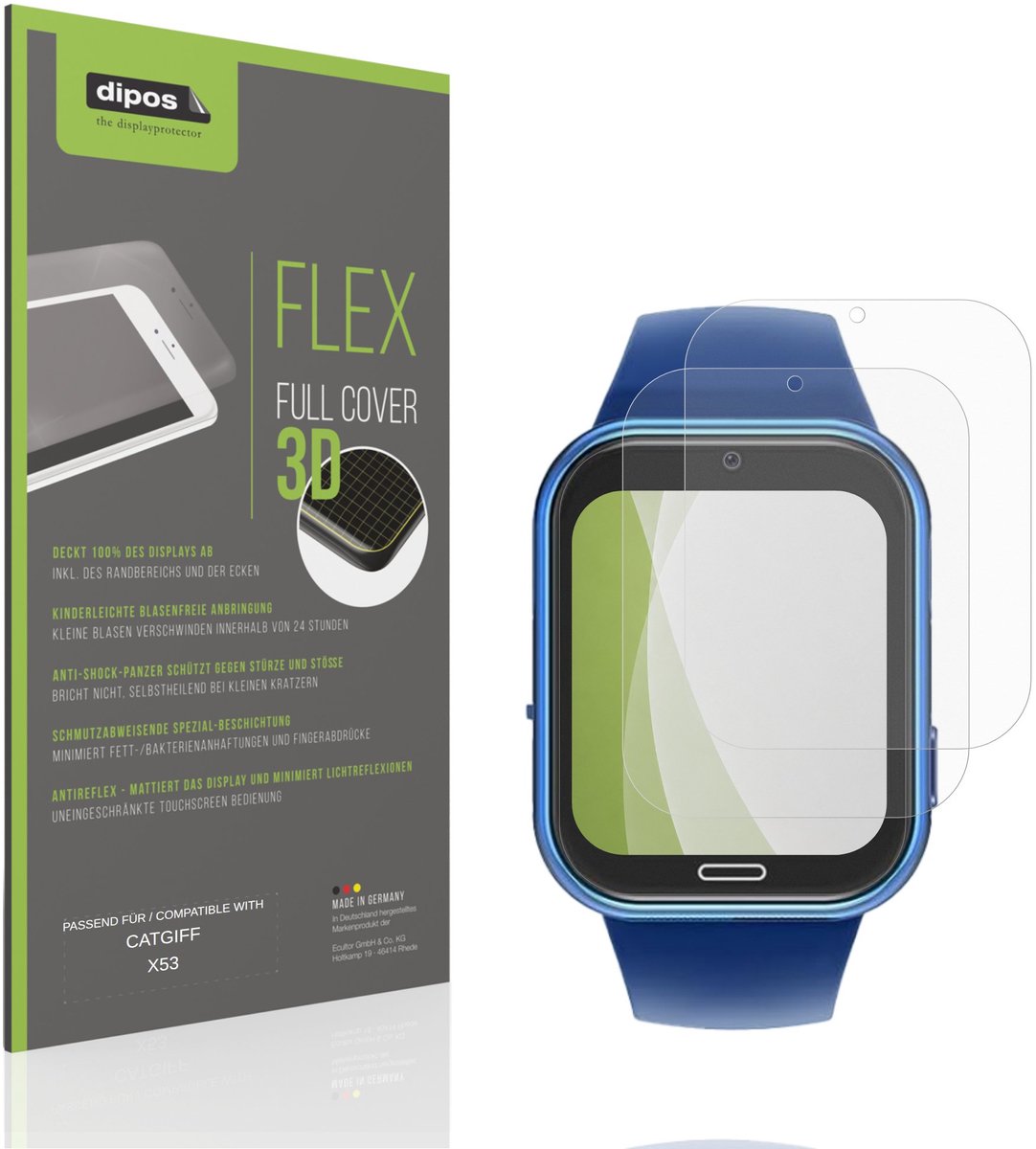 dipos FLEX – 2x Matte Screenprotector geschikt voor CATGIFF X53 | Volledige Schermbescherming | Case-Friendly