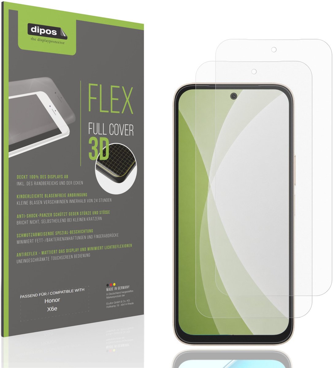 dipos FLEX – 2x Matte Screenprotector geschikt voor Honor X6e | Volledige Schermbescherming | Case-Friendly