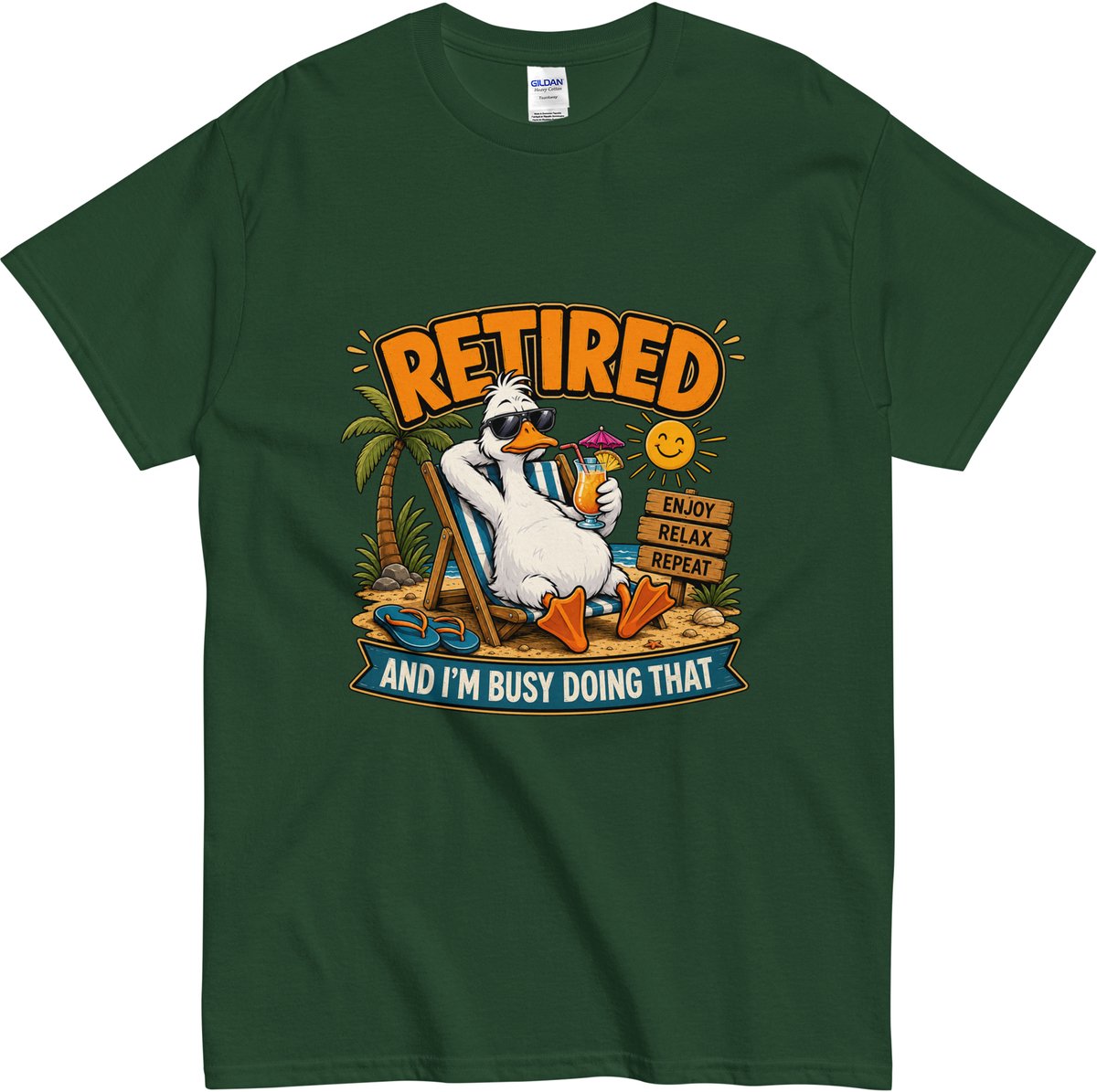 Origineel Komisch T Shirt Heren Dames - Pensioen Vakantie Cartoon Design - Groen - S