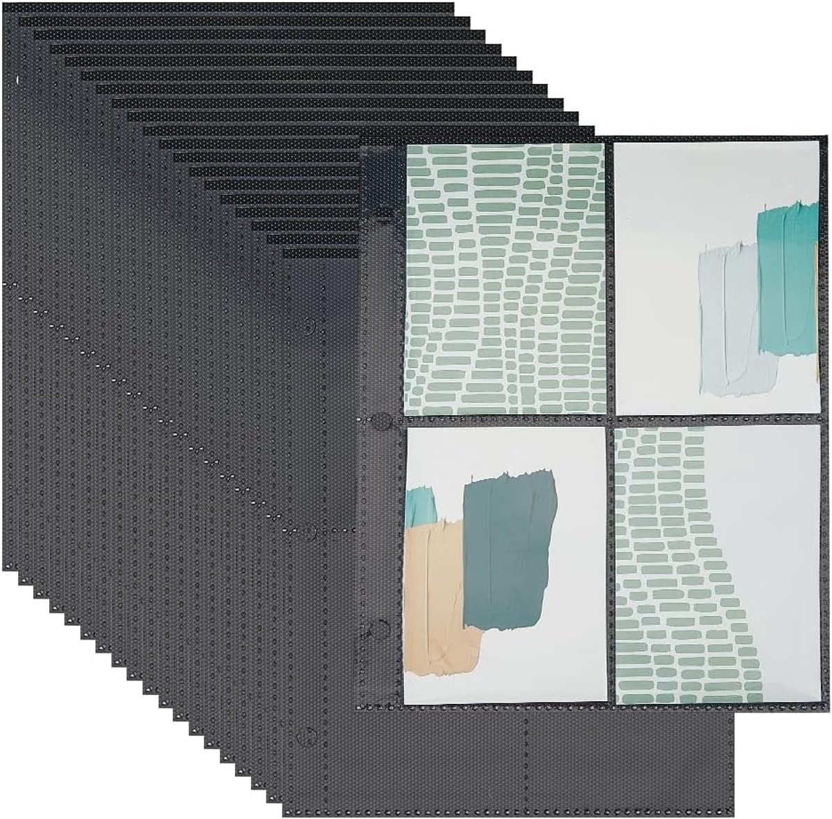 90 Stuks A5 Ringbandhoezen met 4 Compartimenten, Foto- en Handelskaarten, Plastic Kaarthouders en Mini Fotoalbum voor 3 Ringen, 7.7 x 6.1 Inch