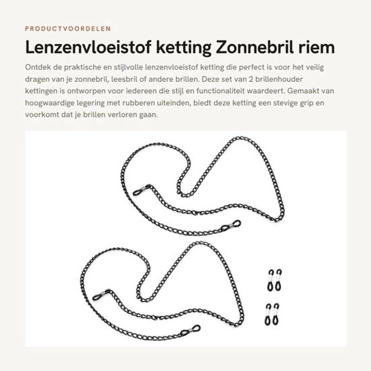 Dailygoods- Lenzenvloeistof - 2 Stuks Brillenkoord - Zonnebril Riem Houder