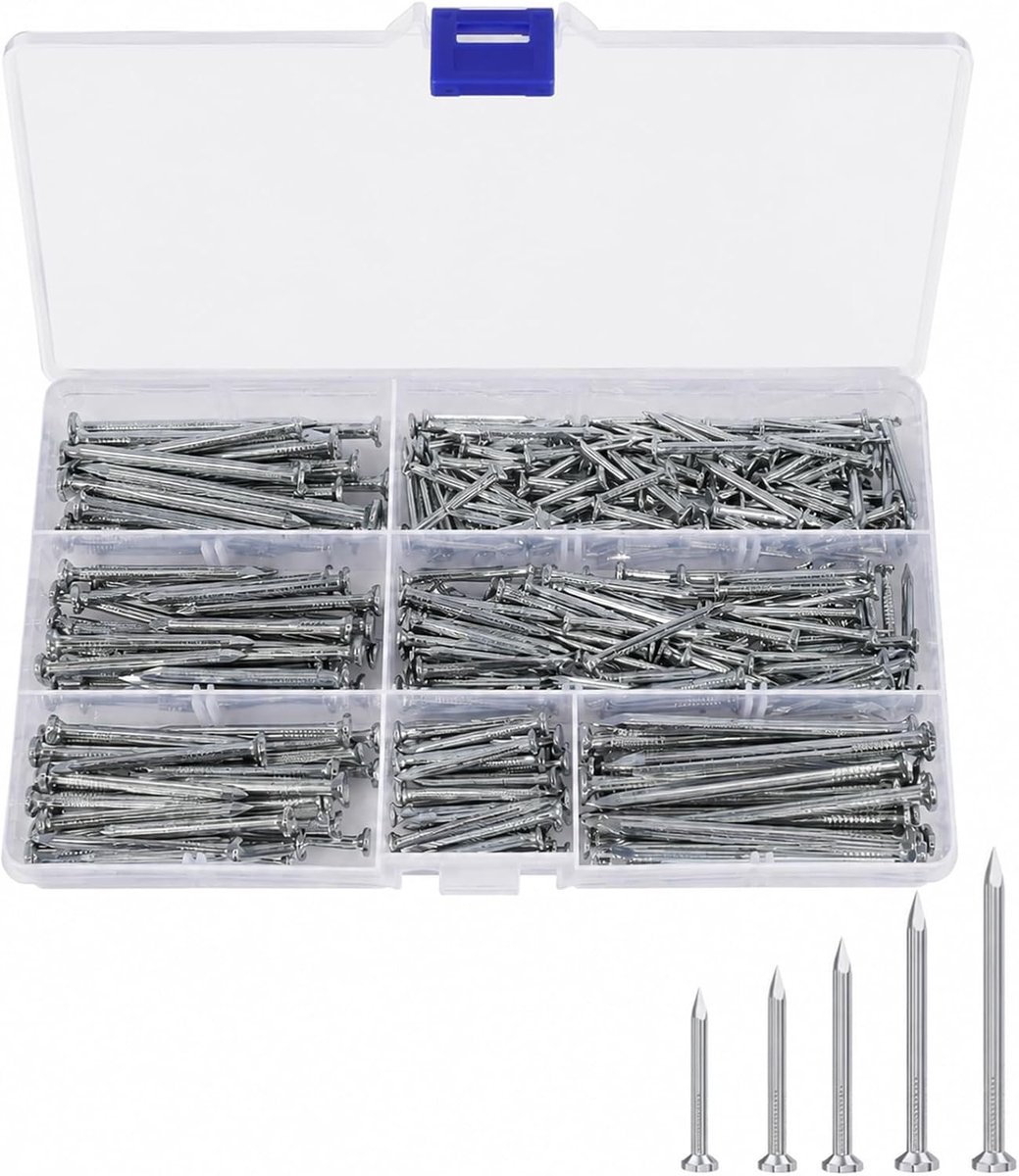 Stalen Spijkerset - Zilver - 320 Stuks - Verzinkt Staal - Voor Hangen van Foto's en Doe-Het-Zelf Projecten