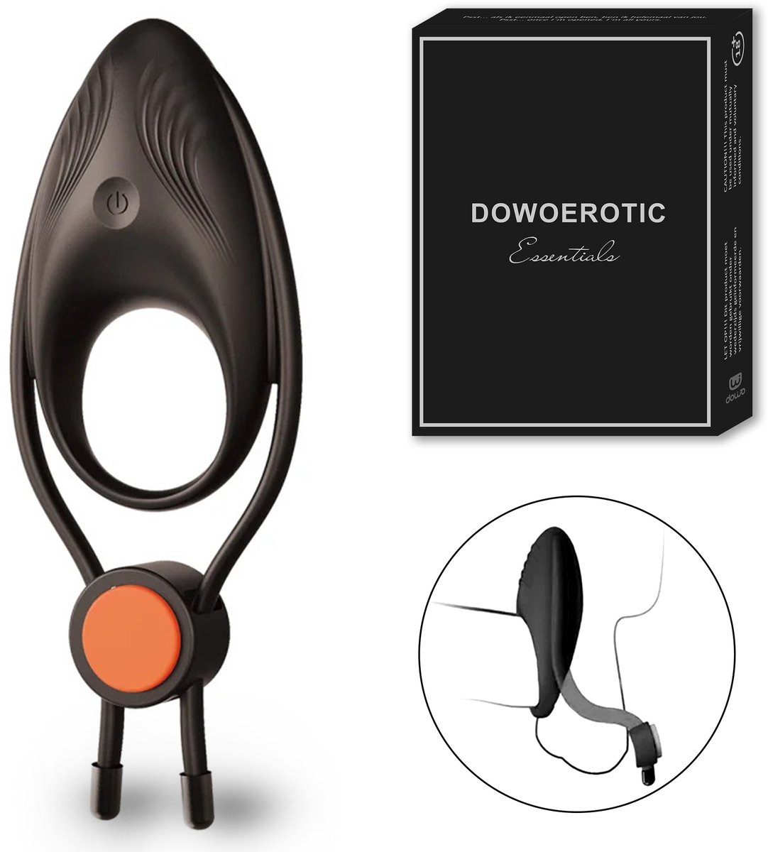 DOWO® -Verstelbare Vibrerende Cockring - met Clitoris Stimulator - Penisring - Cockring - 10 Vibratiestanden - Siliconen Cock Ring - Sextoys - Seksspeeltje voor mannen & vrouwen