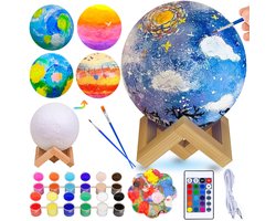 Ulikey Maanlamp, doe-het-zelf schilderset voor kinderen, 16 RGB-kleuren, 3D-nachtverlichting, creatieve projecten - ShopVlot