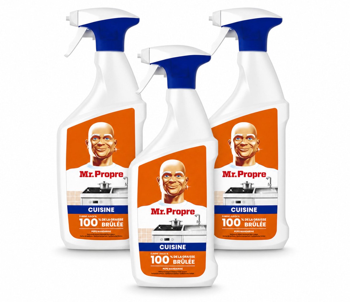 3 x Mr. Propre – Keukenontvetter Spray – Mandarijn Boost – 800 ml - Bulkverpakking - 3 stuks