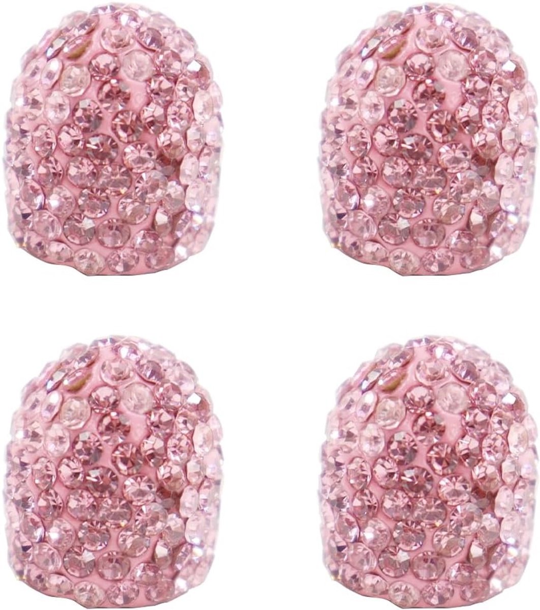 Set van 4 Kristallen Ventieldopjes voor Auto, SUV, Motor en Fiets - Decoratieve Accessoires in Roze voor een Unieke Uiterlijk