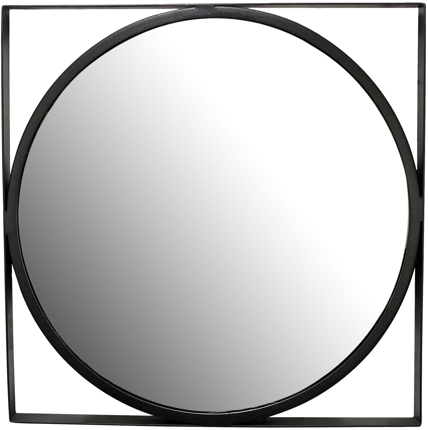 Cosmo Casa Wandspiegel – Ronde Spiegel - Vierkant Metalen Frame – Zwart – 54 x 54 cm