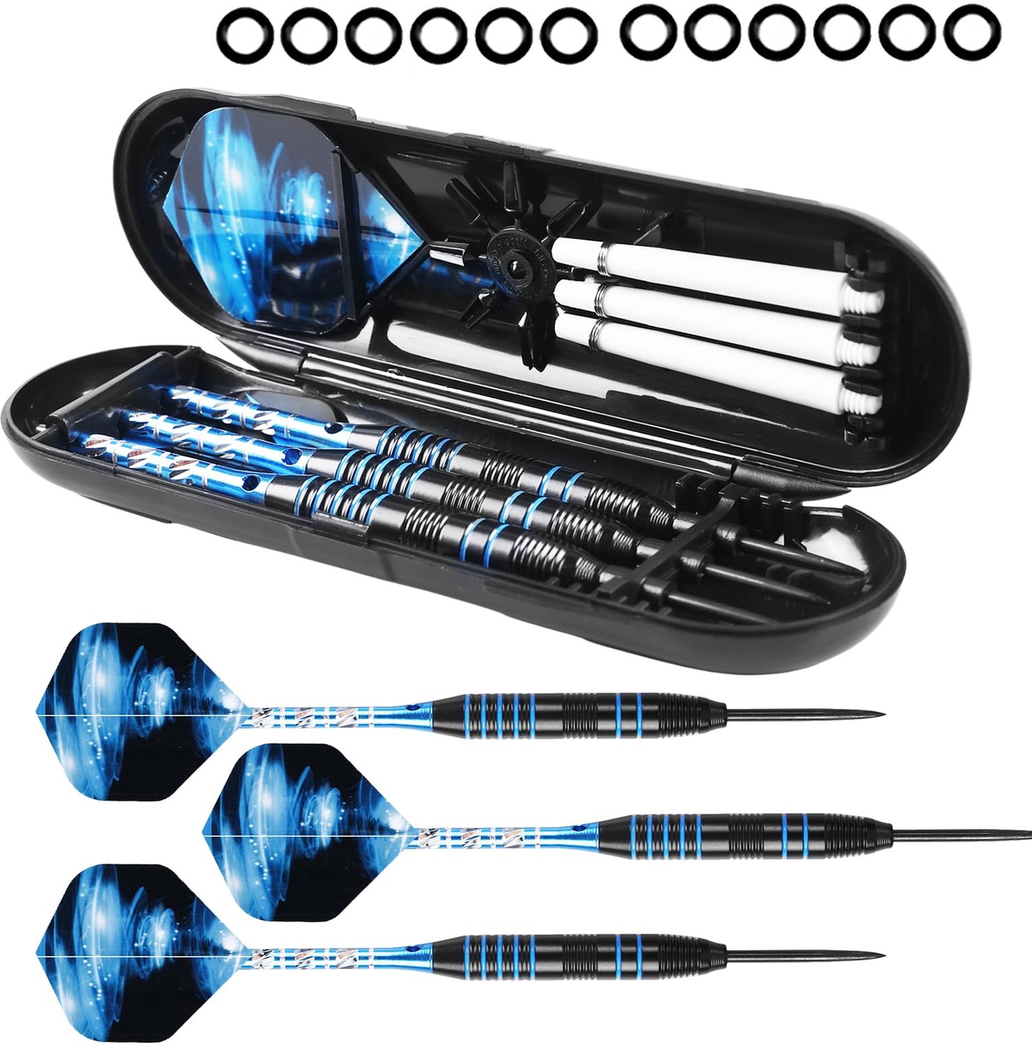 Set van 3 Professionele Stalen Darts met Vervangvleugels