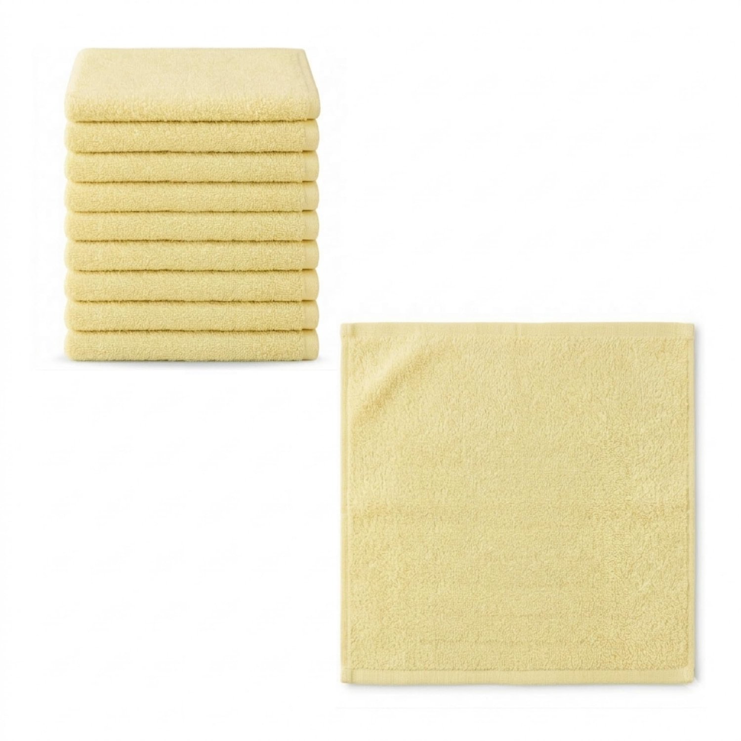 Set van 10 Zachte Gele Mini Badhanddoeken 30 x 30 cm