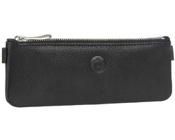 Leren Pennenetui van Zuid-Duitse Koehide - 16 cm Zwart