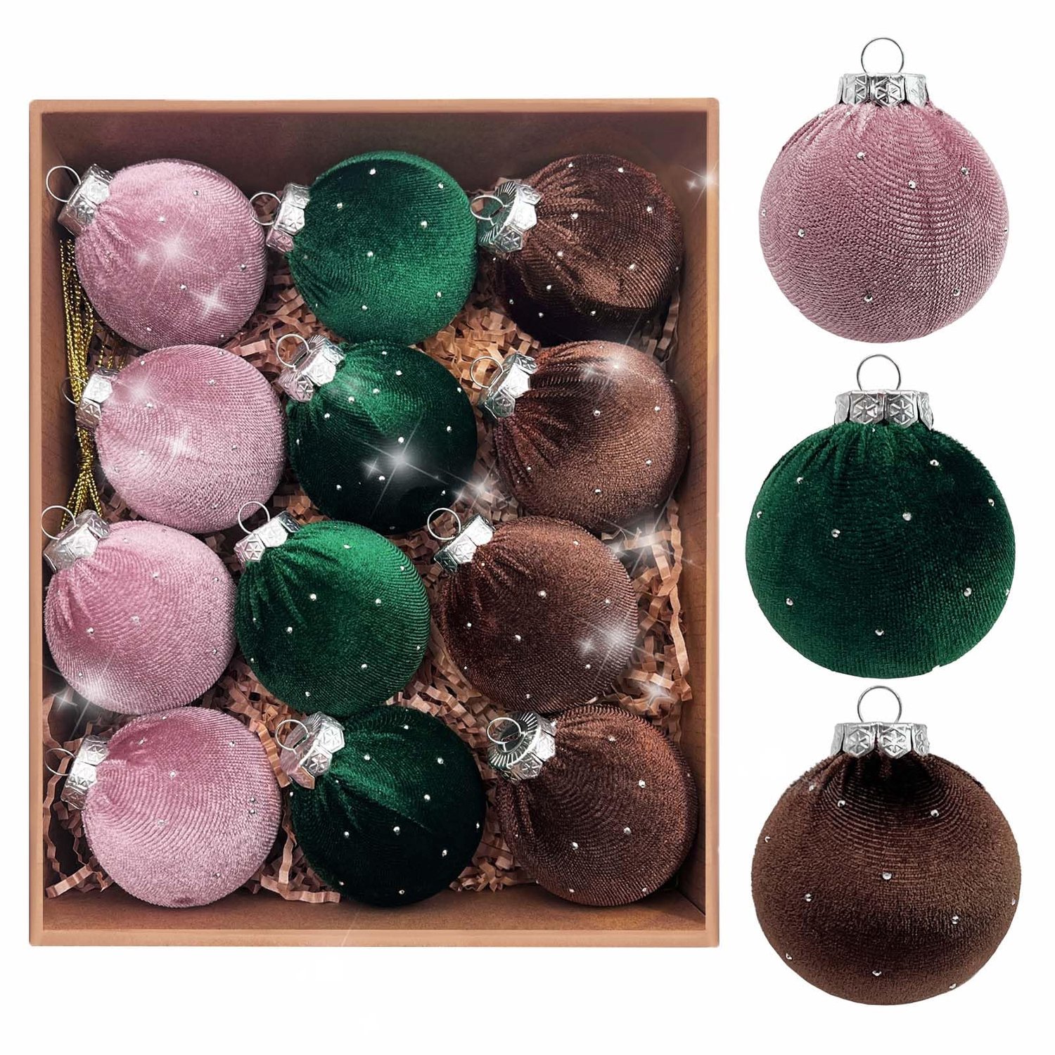 Set van 12 Fluwelen Ballen voor Decoratie