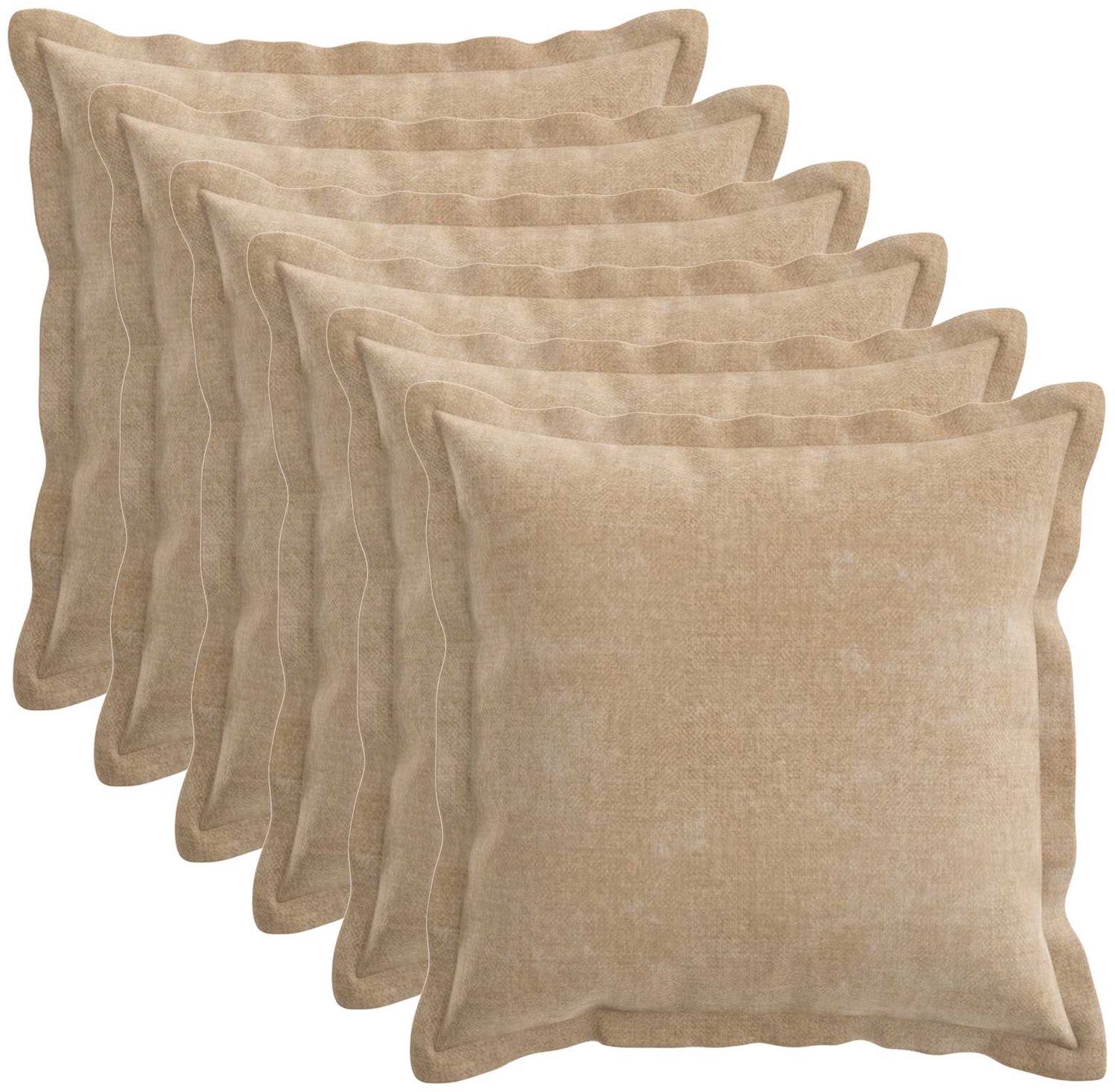 vidaXL Dekenkussen - 6 - st - HOUTEN - Taupe - 45 - x - 45 - cm - Chenille - Stof