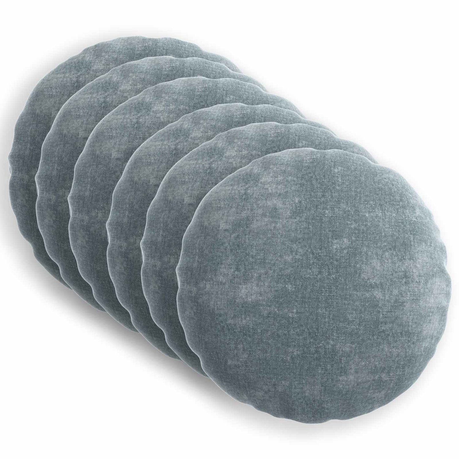 vidaXL Dekenkussen - 6 - st - HEERLEN - Lichtblauw - Diam. - 60 - cm - Chenille - Stof