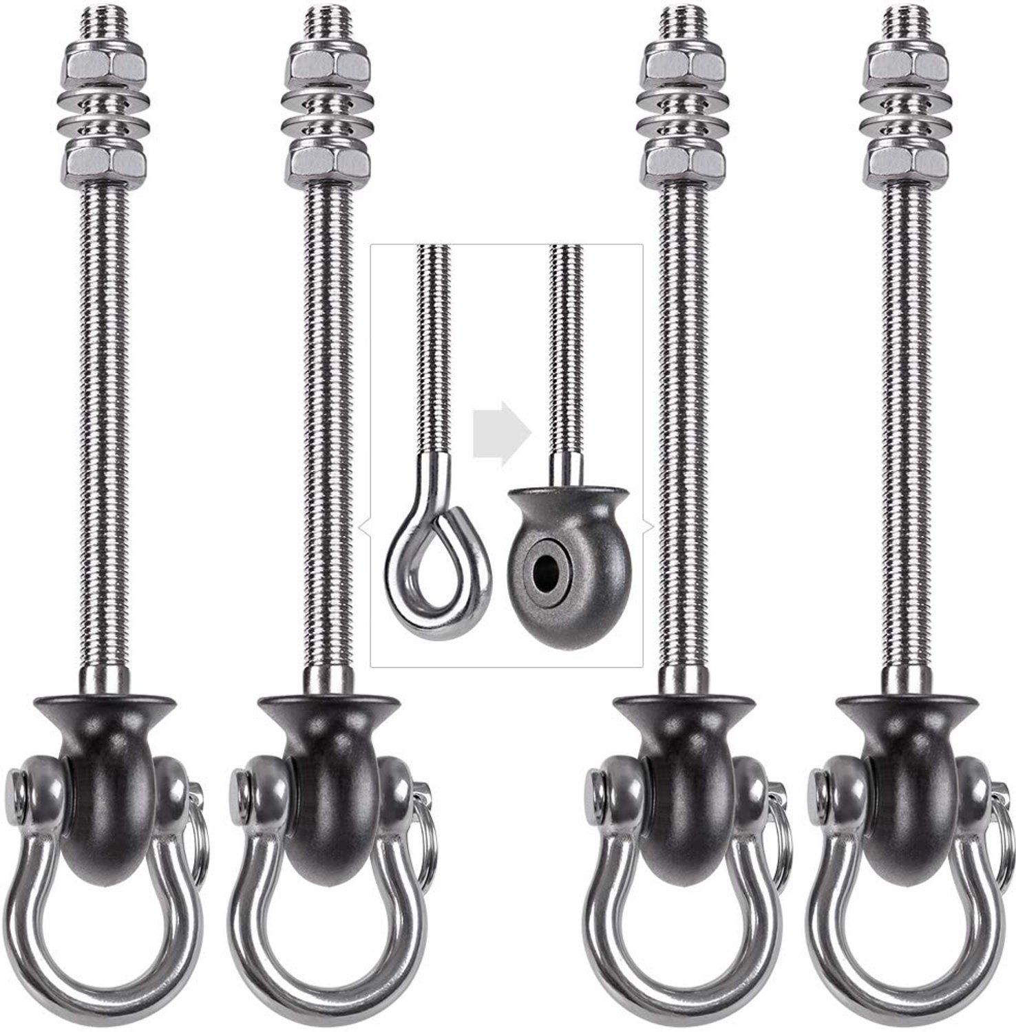 Set van 4 Swing Hangers, Draagkracht 1500 lbs, 180° Rotatie