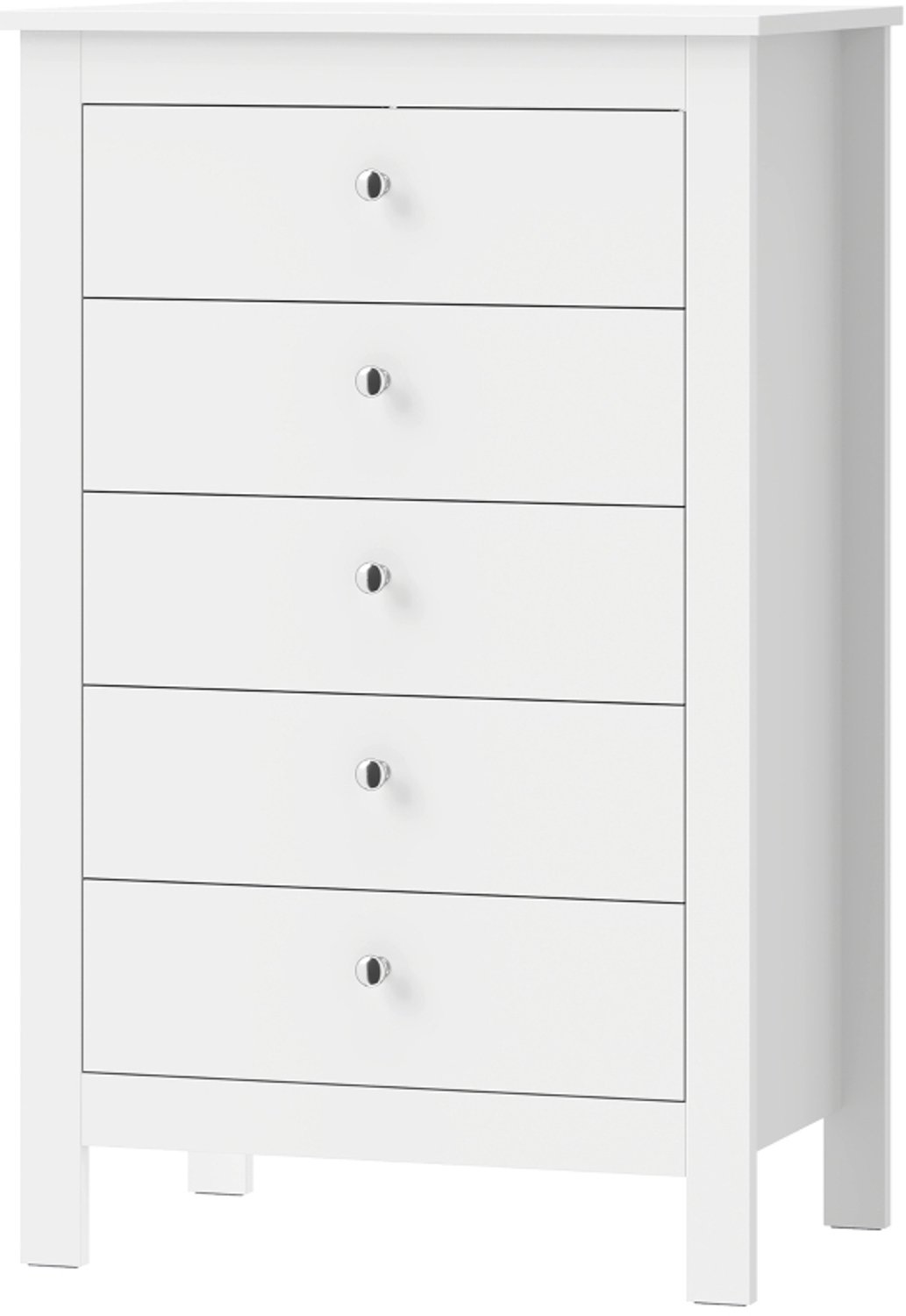 STILVORA Ladekast - 5 Soepel Lopende Lades Met Kantelbeveiliging - Voor Slaapkamer En Woonkamer - Mdf - Wit - 60 x 39,5 x 95,3 cm