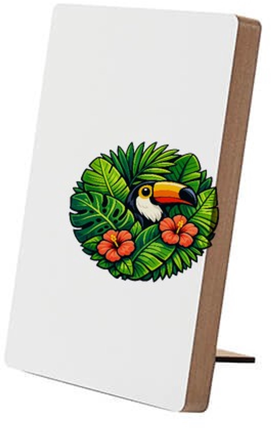 Mr Cadeautjes Glasframe/MDF 12,7 x 17,8 - design Tropische bladeren met toekan | cadeau Wit