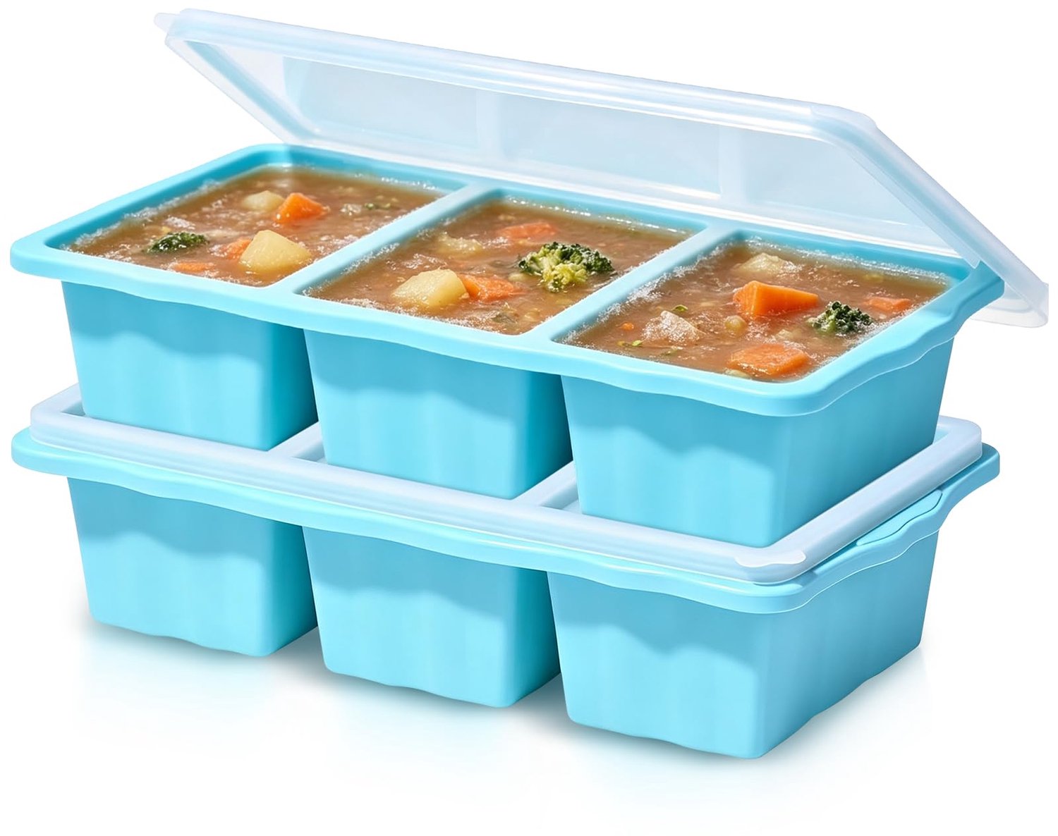 2 Siliconen Vriesbakjes met Deksel - 250 ml