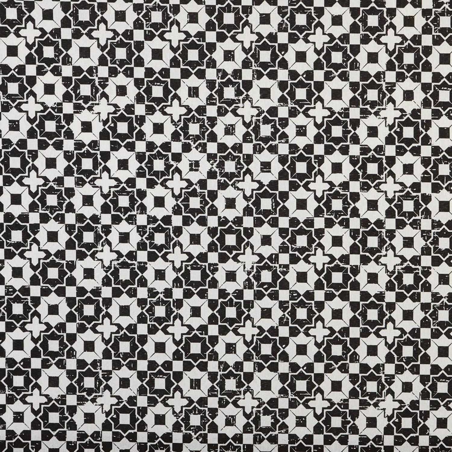 Bedrukt Linnen Stof voor Decoratie en Kussens 100 x 280 cm Mosaic - Zwart