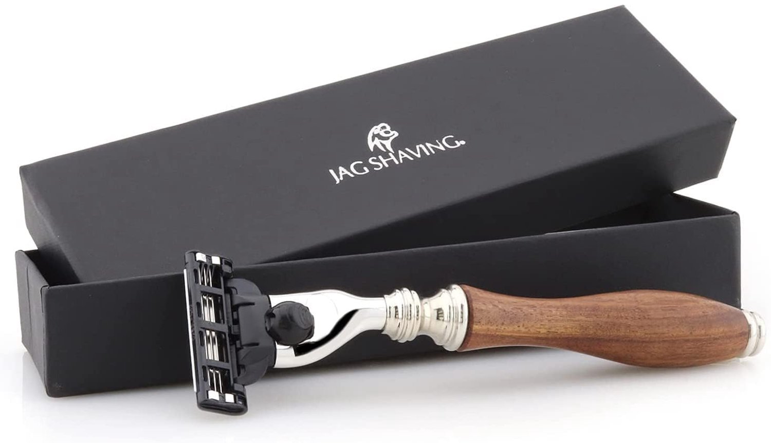 Jag Scheermes met Houten Handvat en Leer Case, Elegante Cadeauset