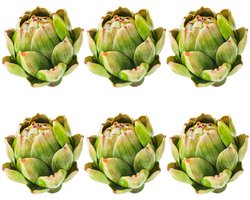 Set van 6 Kunstmatige Groene Artisjokken - Realistische Decoratie voor Tafel en Keuken
