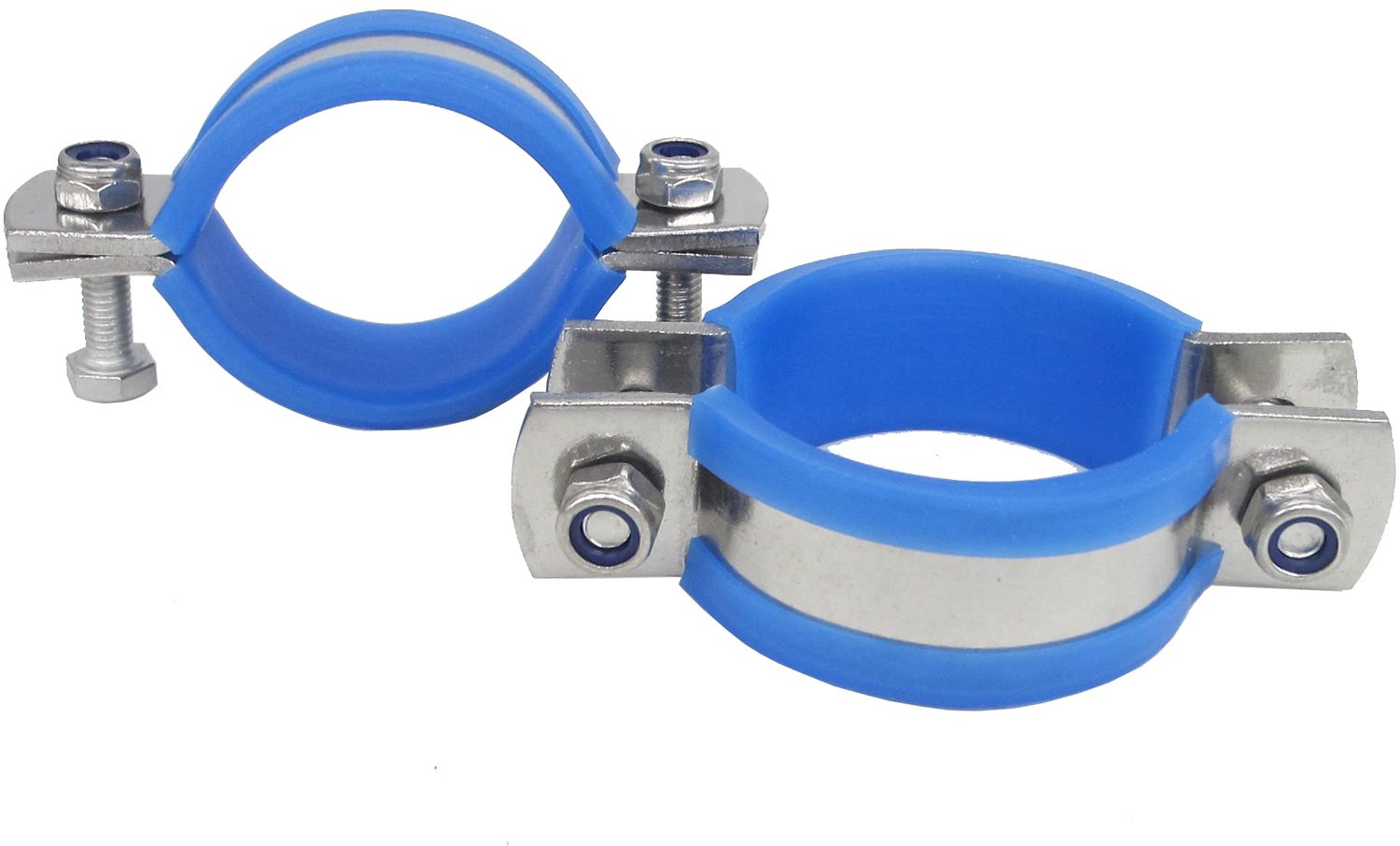 RVS Slangklem met Rubber Kussen, Set van 2