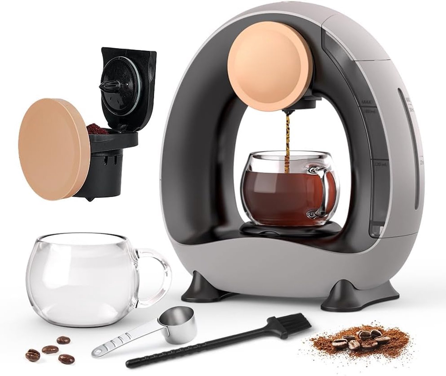 Mini Koffiezetapparaat voor Gemalen Koffie - Single Cup - Grijs