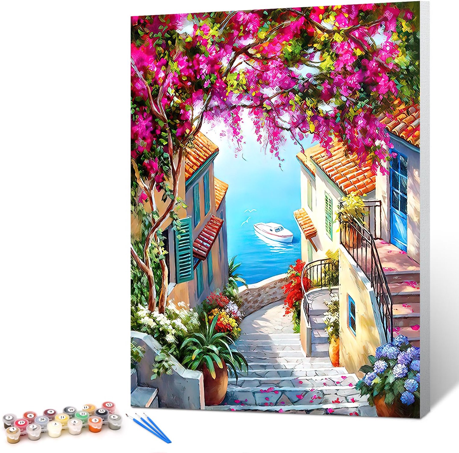 Schilderen op Nummer Kit Volwassenen met Frame Bloem Stad 30x40cm