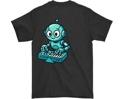 Grappig Robot Shirt – Robot DJ aan de Synthesizer – Futuristische Outfit – Unisex T-Shirt voor Dames & Heren – Leuk Cadeau