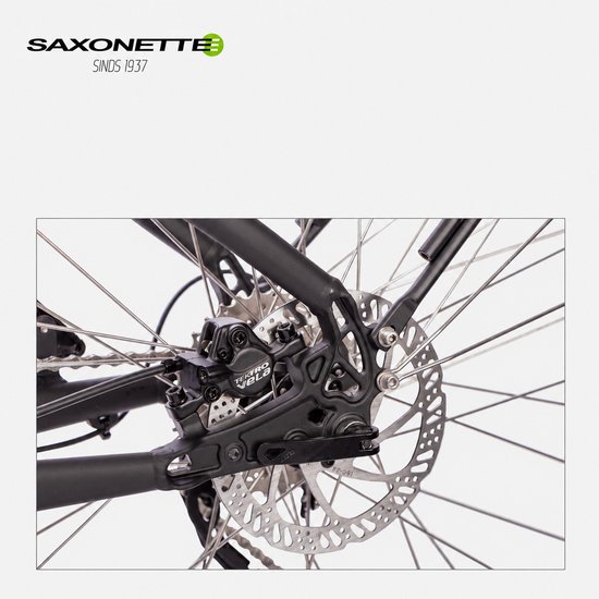 SAXXX Elektrische Fiets 28 inch Dames Heren - Middenmotor 70 Nm - Accu 418 Wh - Actieradius tot 100 km - Shimano Alivio 9 Versnellingen - Hydraulische Schijfremmen - Aluminium Frame - zilver — afbeelding 3