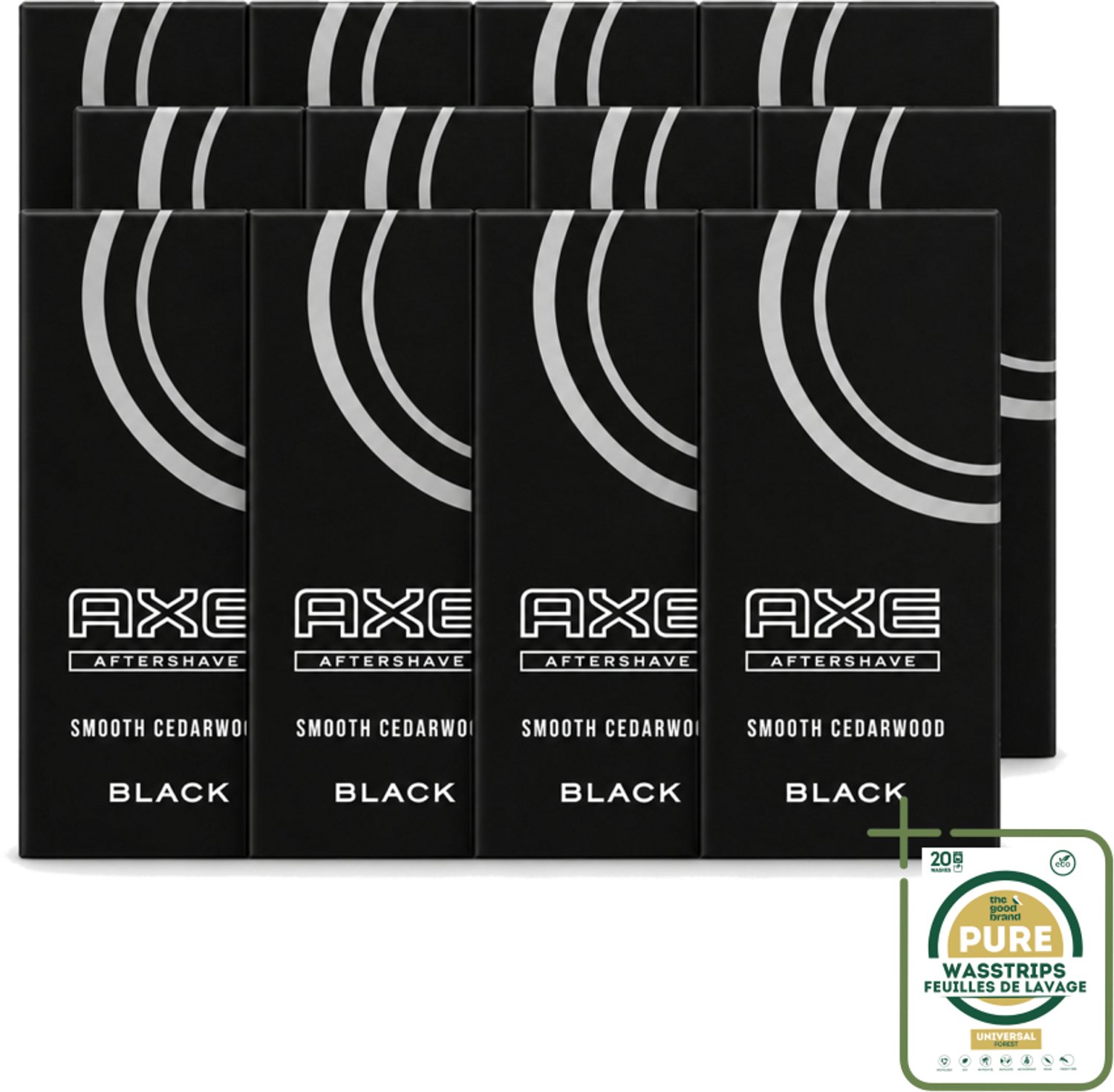 12 x Axe – Aftershave – Black – 100 ml - Wasstrips - Aftershave - Aftershave Black - Aftershave Voor Mannen - Huidverzorging Na Scheren - Kalmerende Aftershave
