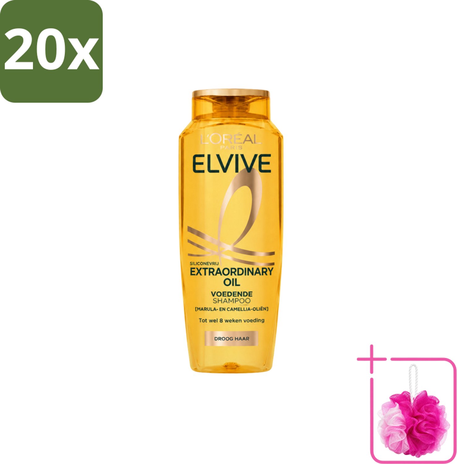20 x L’Oréal Paris Elvive – Shampoo – Extraordinary Oil – Dun & Droog Haar – 250 ml - Bulkverpakking - Droog haar - Douchemop - Intensieve verzorging