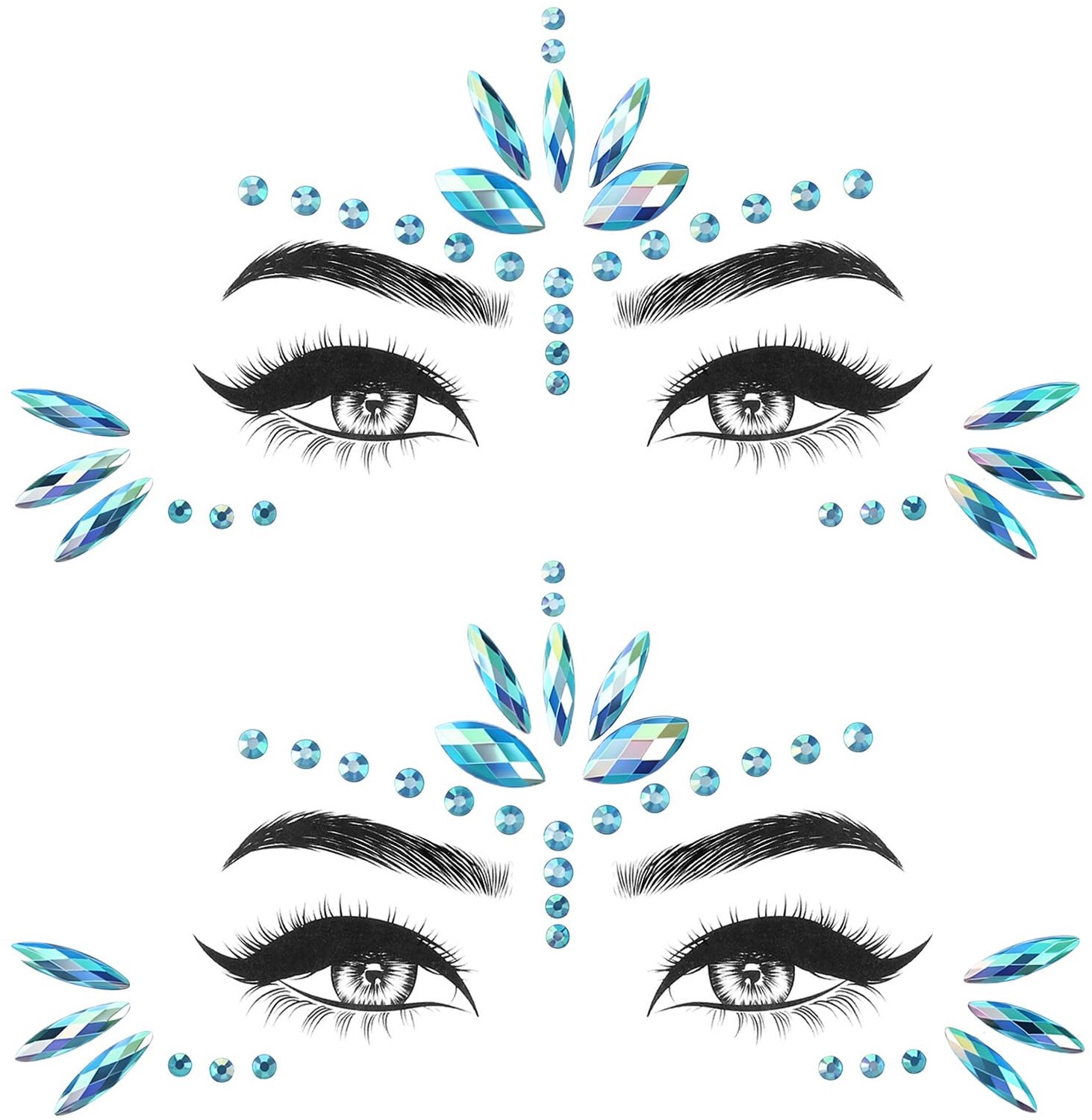 2 Stuks Zelfklevende Glitterstenen voor Gezichten, Perfect voor Feesten