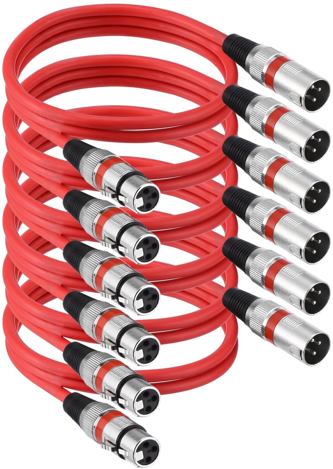 6 XLR-kabels 90 cm voor Microfoon en Luidspreker