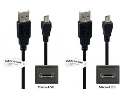 2 stuks OneOne 2,0m Micro USB kabel. Stevige laadkabel. Oplaadkabel snoer past op past op Garmin navigatie NuLink 1695 Live, NuLink, Nuvi Cam LMT-D, Nuvi CamLMT-HD, Speak, Speak Plus, GPSMAP 66s, 66st, Foretrex 601, 701