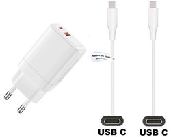 OneOne 45W super snellader. Oplader met Sterke 0,2m USB C naar C kabel. PD lader adapter past op Samsung Galaxy S10, S10e, S20, S21, S22, S23, S24, S25, S26 (Edge, FE, Lite, Plus +, Ultra)