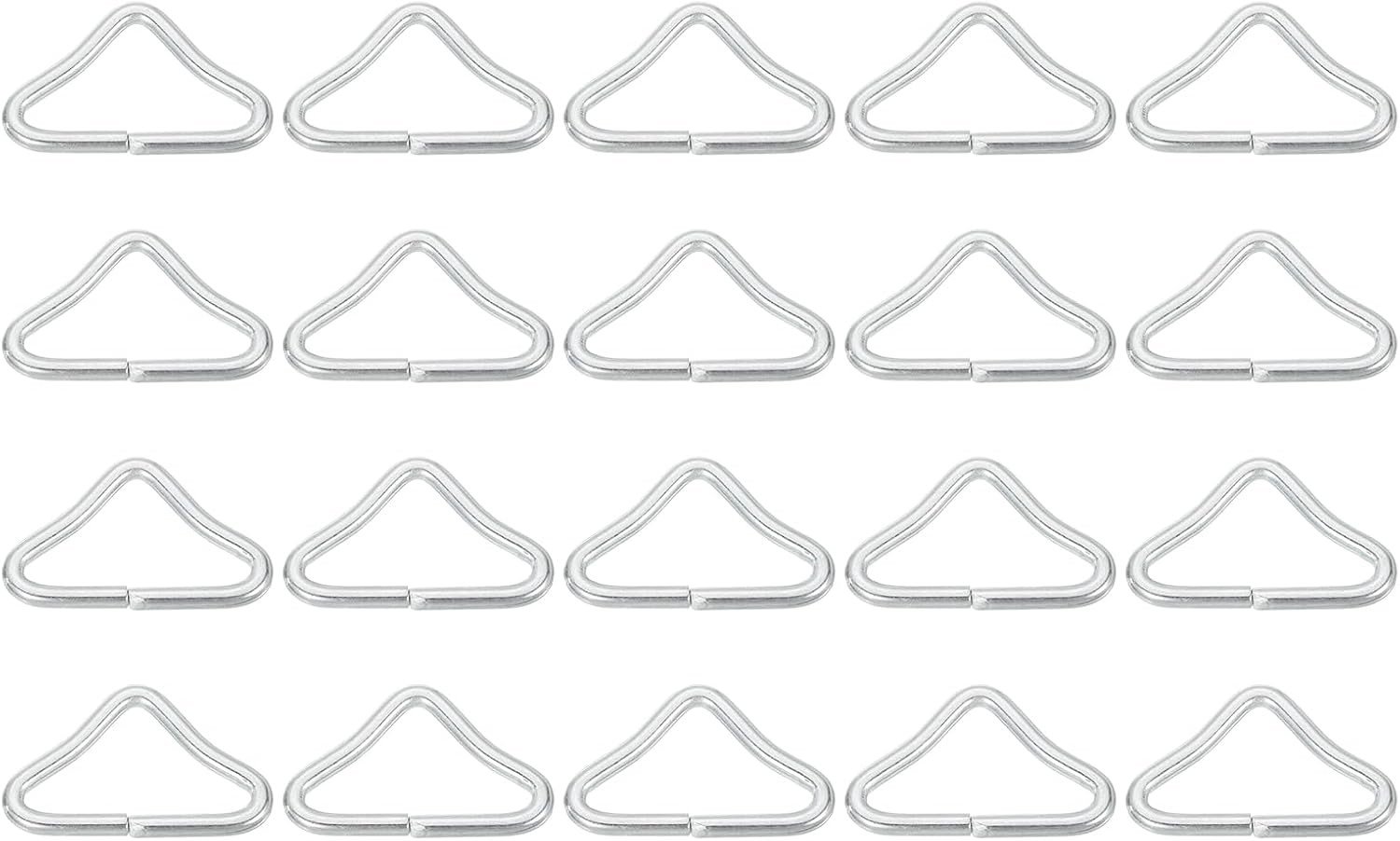 20 Stuks Trampoline Driehoeksluiting, 3.8 cm Metaal Driehoek Ring Sluitingen voor Rugzakken, Tenten en Outdoor Activiteiten, Zilver