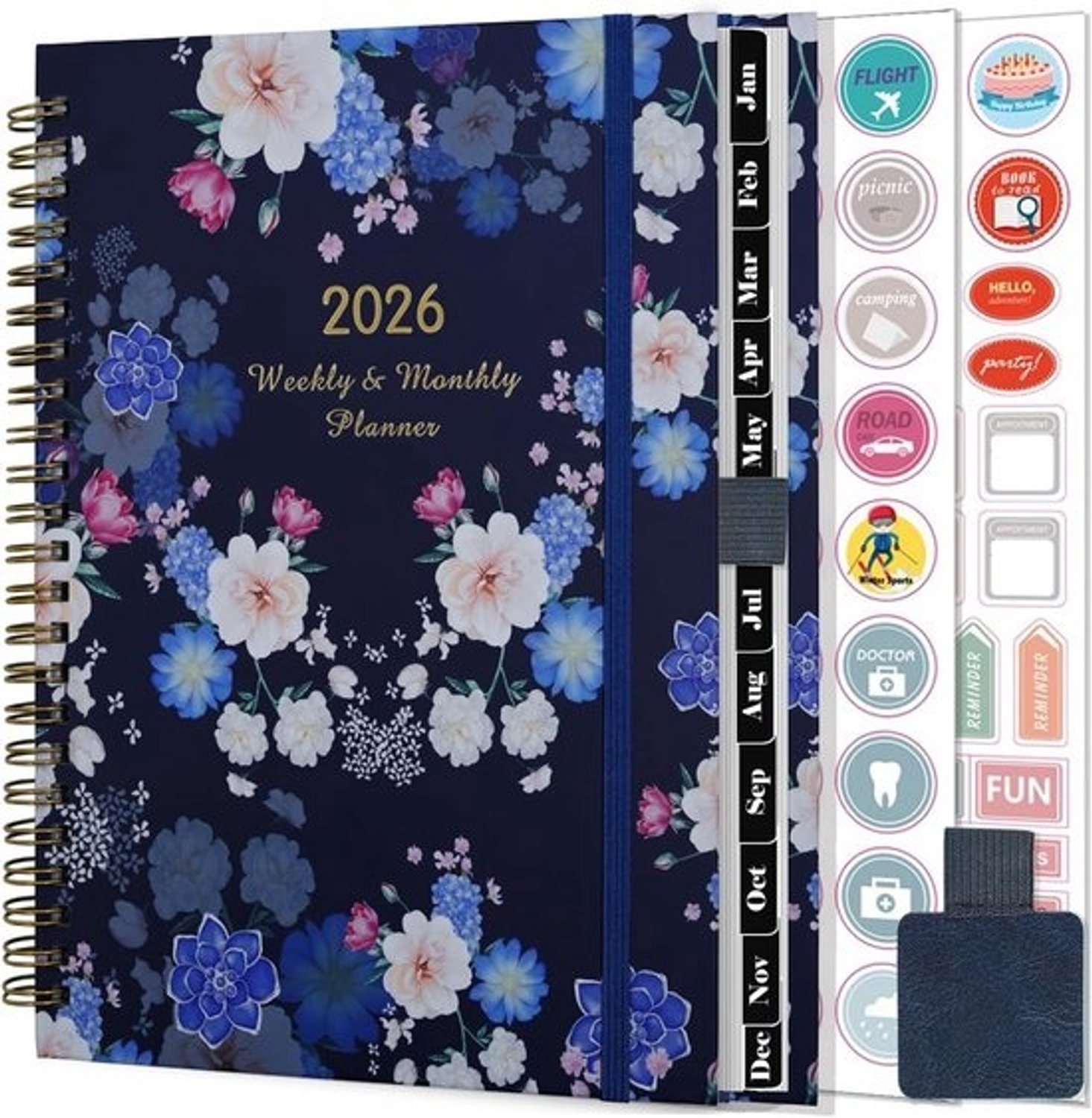 Weekkalender 2026 - A5-planner - Jaarplanning - Spiraalbinding - A5-formaat - Blauw