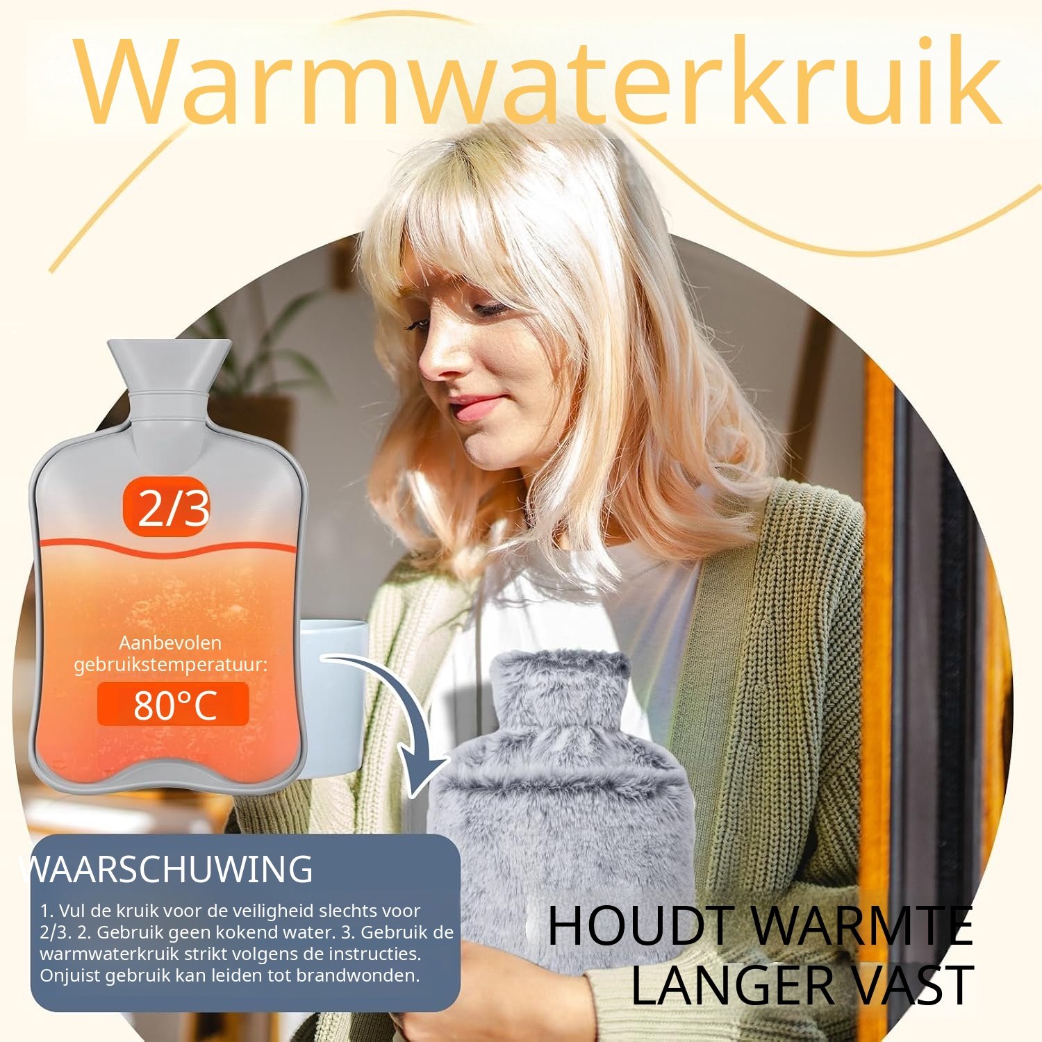 Warmara Warmtekruik - Warmtezak - Herbruikbare Warmtekruik - Grijs - 35cm x 20cm x 5cm – foto 2