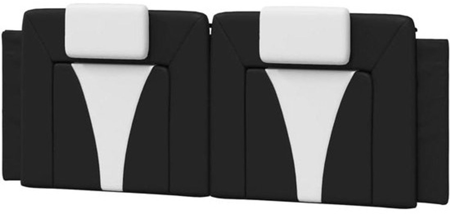 Hoofdbordkussen - Kussen voor hoofdbord - Bedcomfort - Vlekbestendig kunstleer - 120 cm - Zwart en wit