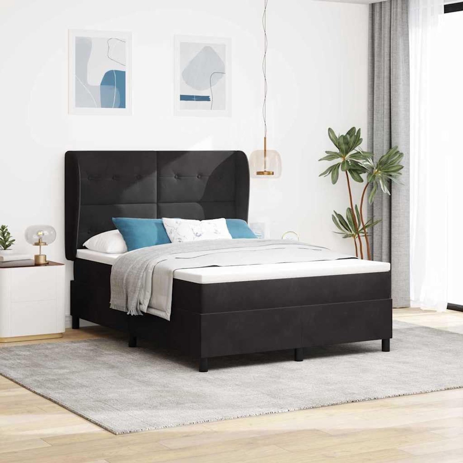 Verstelbaar hoofdbord Modern 160x200 cm Zwart