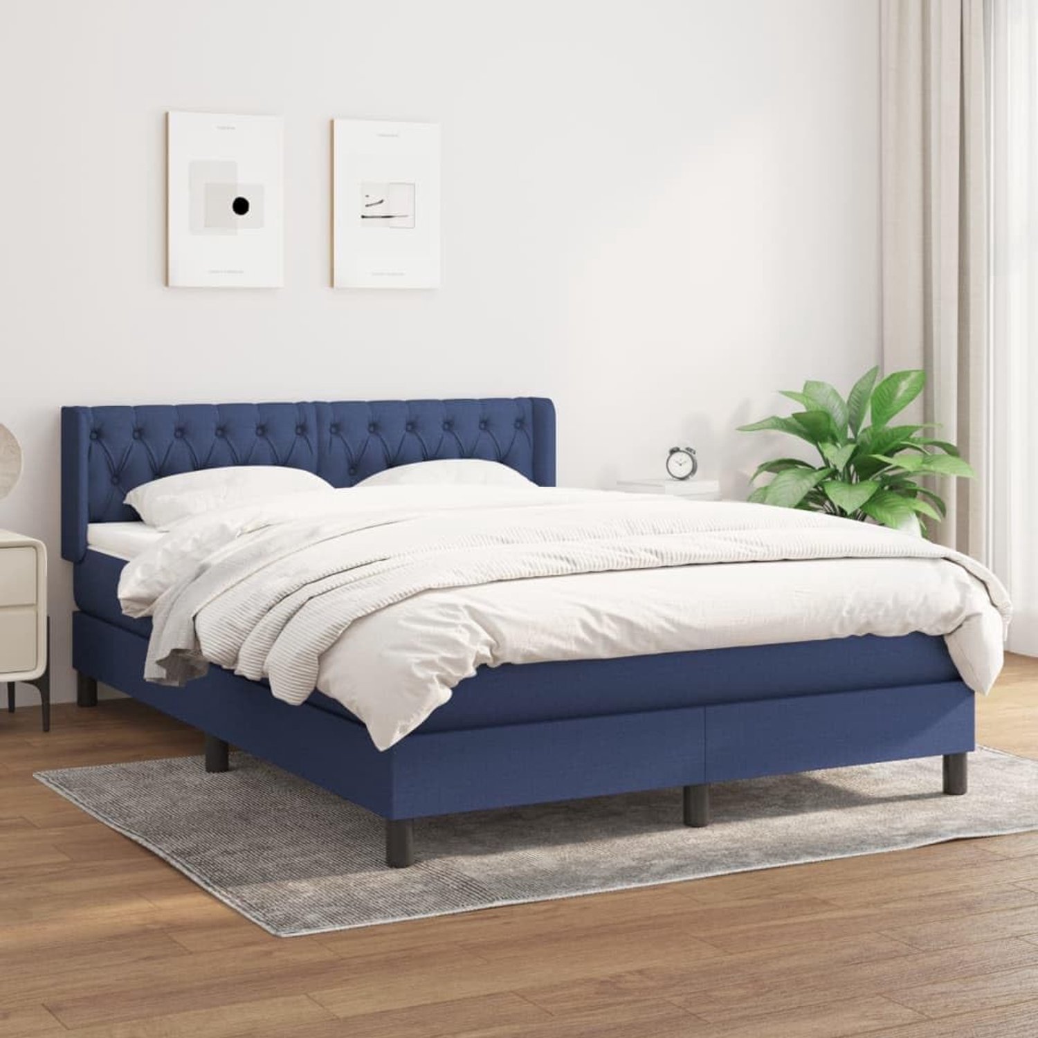 Stof Verstelbaar hoofdbord Pocketveringmatras Blauw 140x200 cm