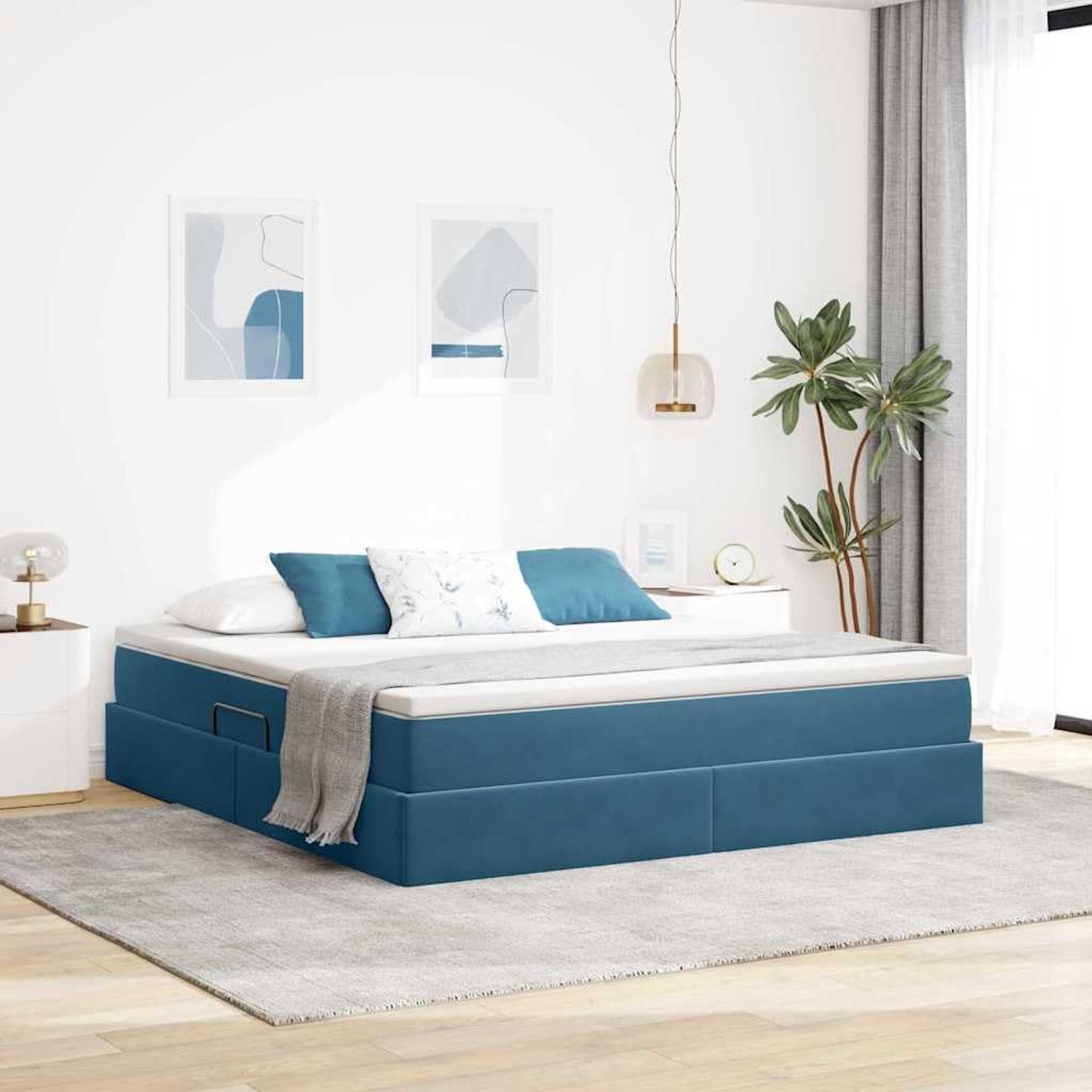 Opbergbed minimalistisch design 180 x 200 cm Donkerblauw