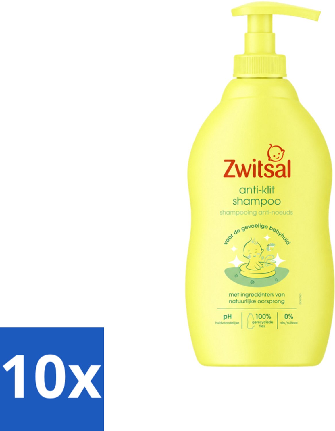 10 x Zwitsal - Anti-Klit Shampoo - Voor Makkelijk Doorkambaar Haar - 400 ml - Voordeelverpakking - 10 stuks