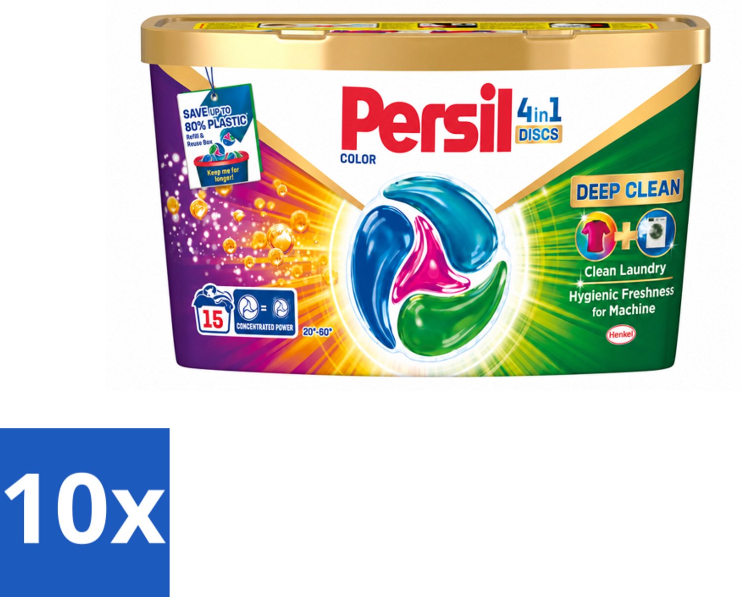 10 x Persil - Wasmiddel - Wasmiddelcapsules Discs Gekleurde Was - Voor Gekleurde Was - 15 wasbeurten - Voordeelverpakking - 10 stuks