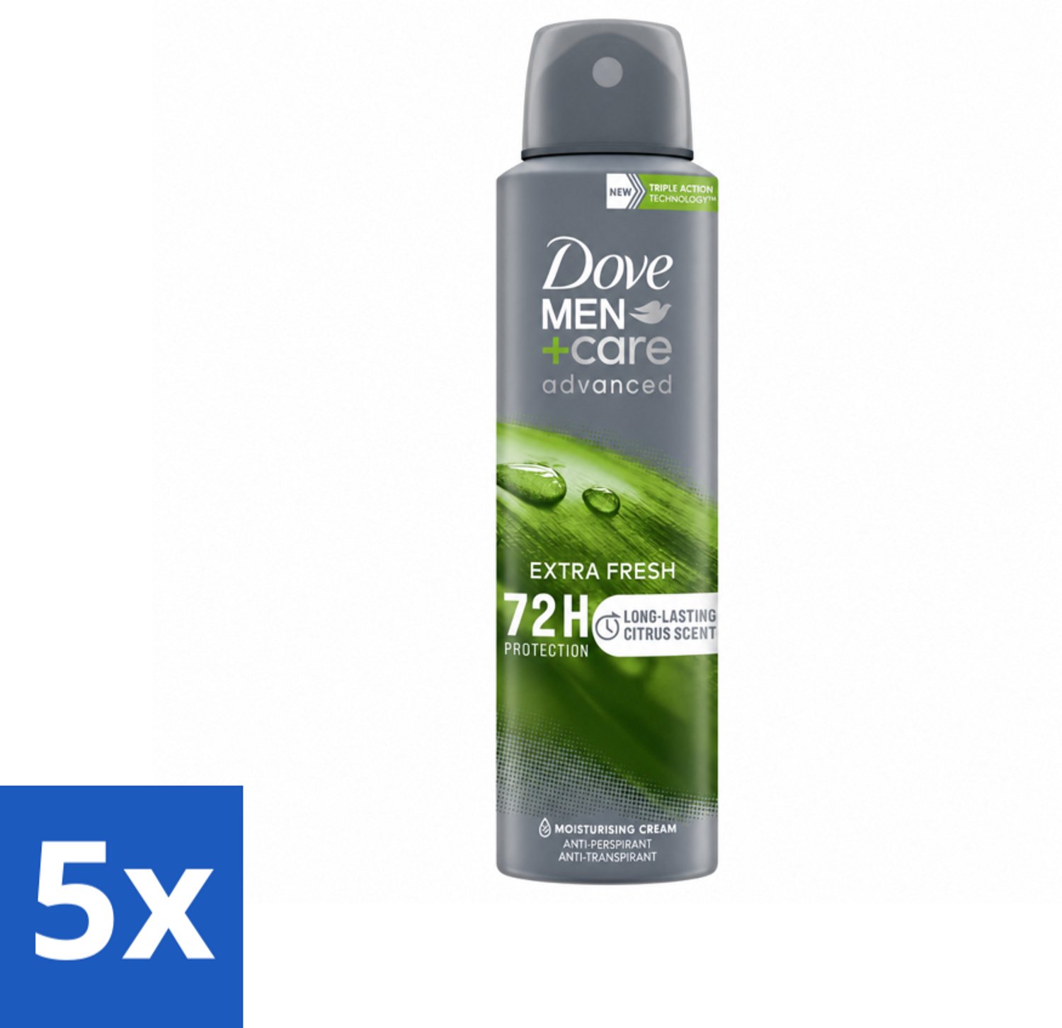 5 x Dove Men+Care Deodorant Spray - Extra Fresh - 150 ml - Voordeelverpakking - 5 stuks