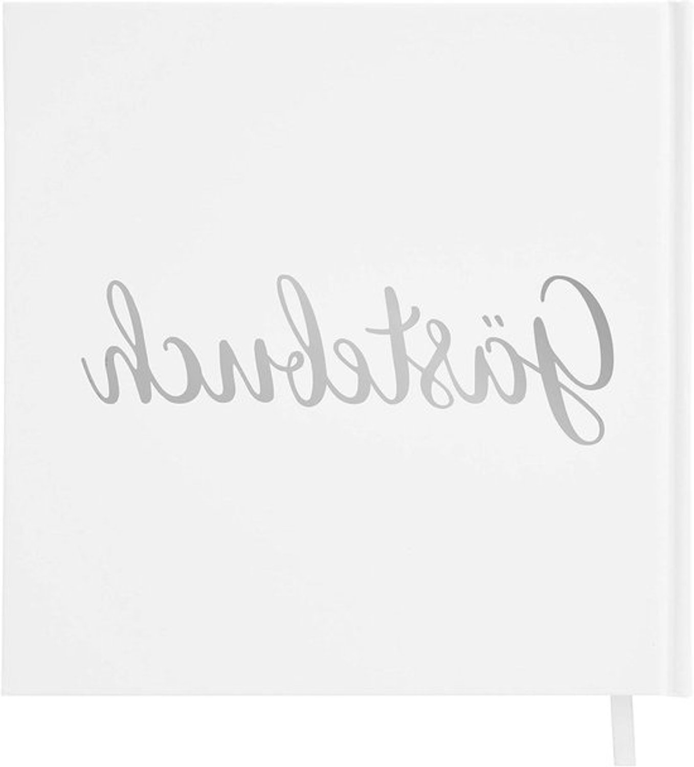 Gastenboek voor bruiloft - Boek voor herinneringen - Berichten van gasten - Zilverfolieopdruk - 21 x 21 cm - Wit