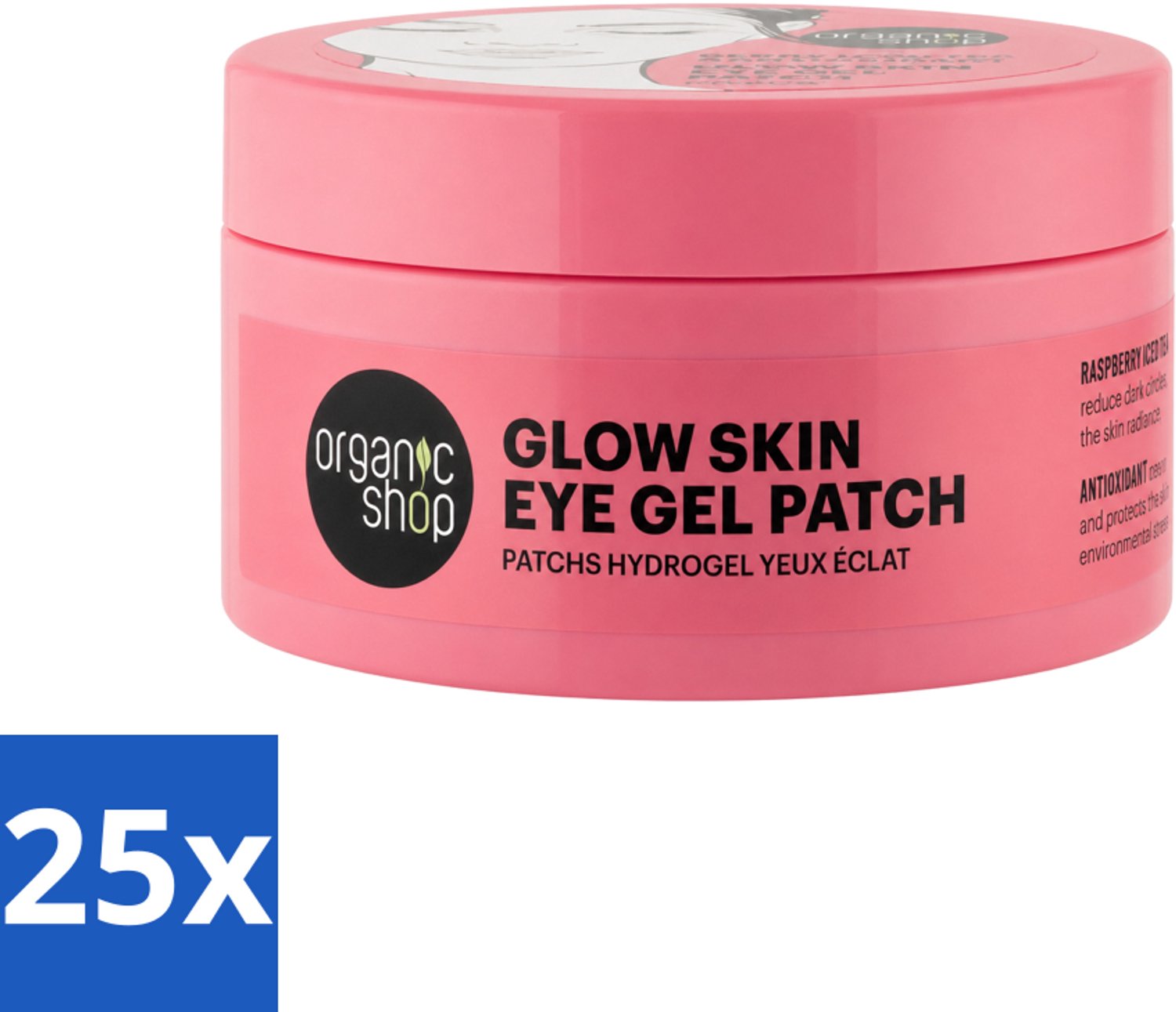25 x Organic Shop - Eye Gel Patch Berry Iced Tea & Antioxidant - Kalmerend en Hydraterend - 60 Patches - Voordeelverpakking - 25 stuks