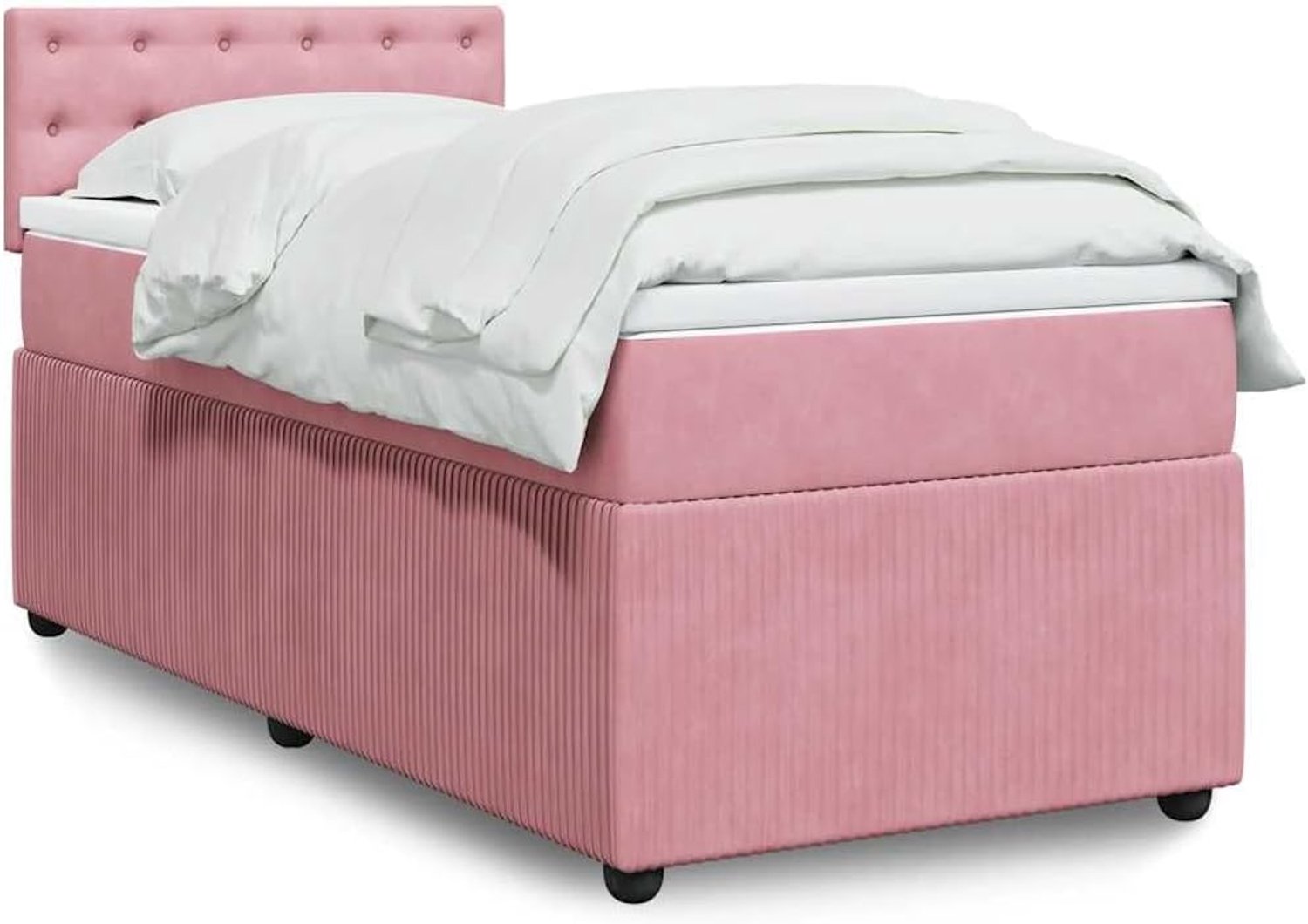 Fluwelen pocketvering boxspringbed 90x200 cm roze