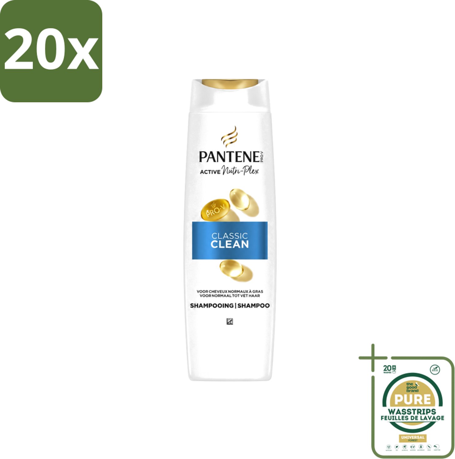 20 x Pantene – Shampoo – Classic Clean – 400 ml - Wasstrips - Haarversterking - Haarvoeding - Haarverzorging - Haarreiniging - Haarverzorging Dagelijks